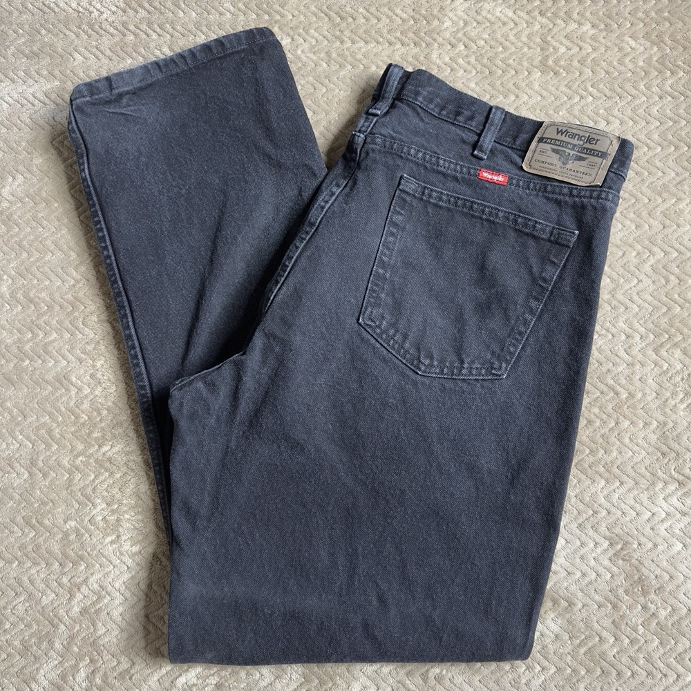 Wrangler 40x32 Black Dark Wash Men's Jeans 100% Cotton Denim 97601CB Relaxed Fit